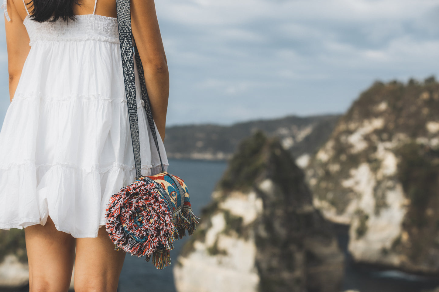 Don't Let Me Down' Cotton Carry Strap - Indigo/White