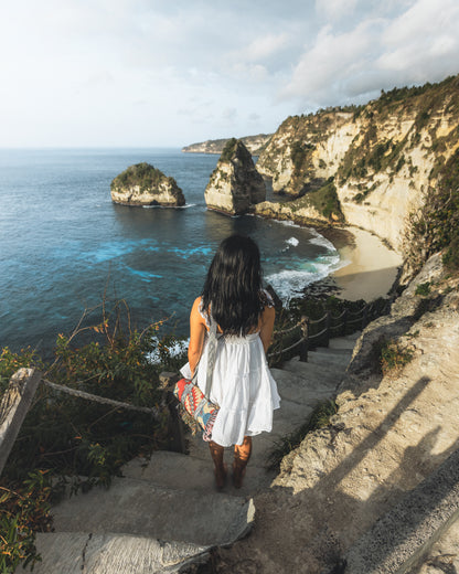 Don't Let Me Down' Cotton Carry Strap - Indigo/White