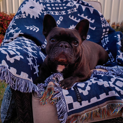 Blue Moon' Woven Picnic Rug / Throw