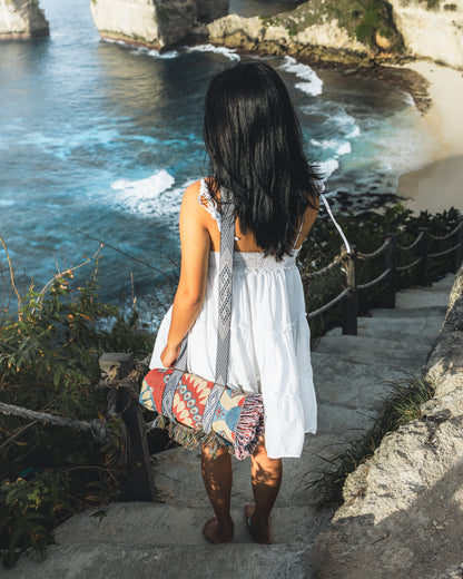 Don't Let Me Down' Cotton Carry Strap - Indigo/White