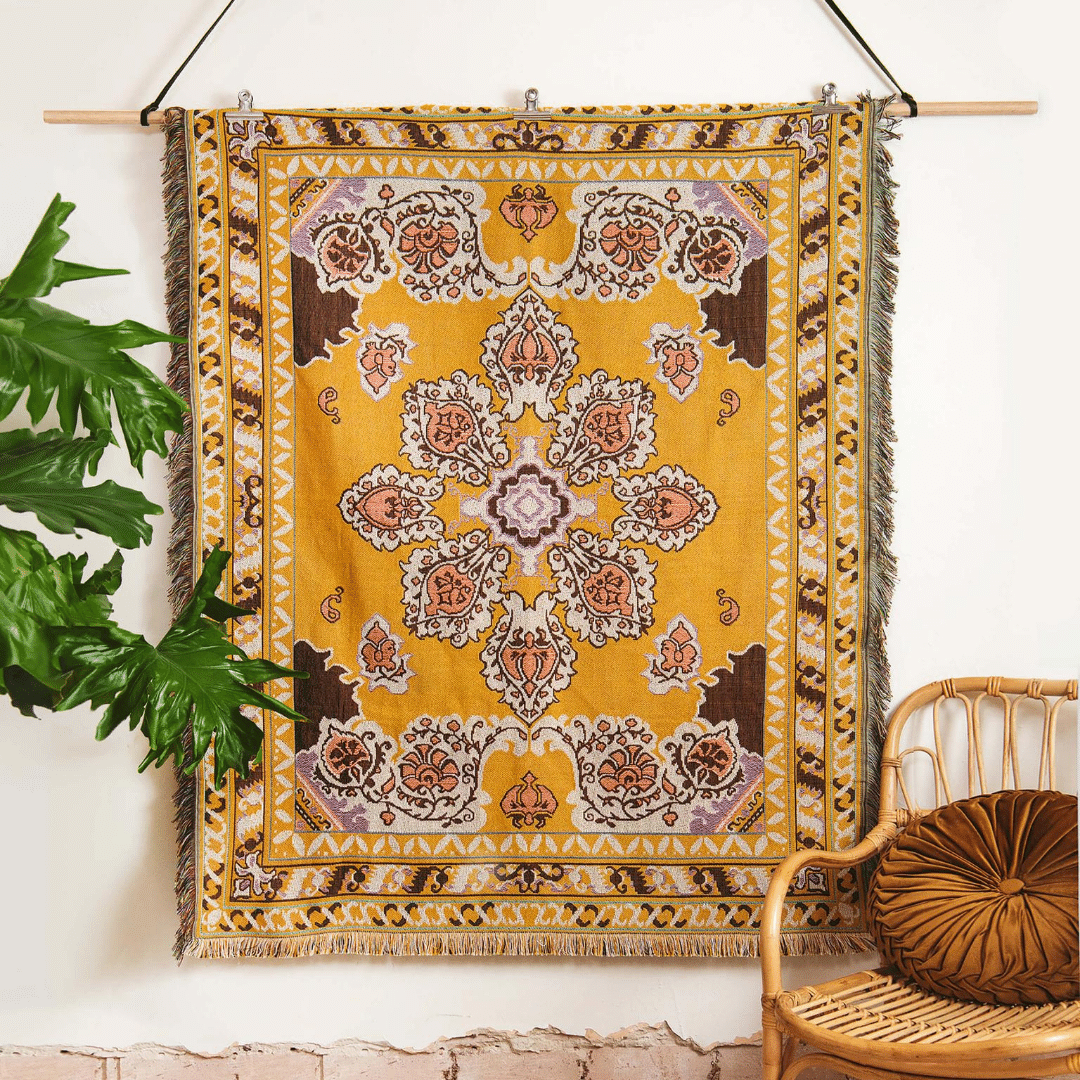 Here Comes The Sun' Woven Cotton Throw Rug Picnic Blanket – Hendeer