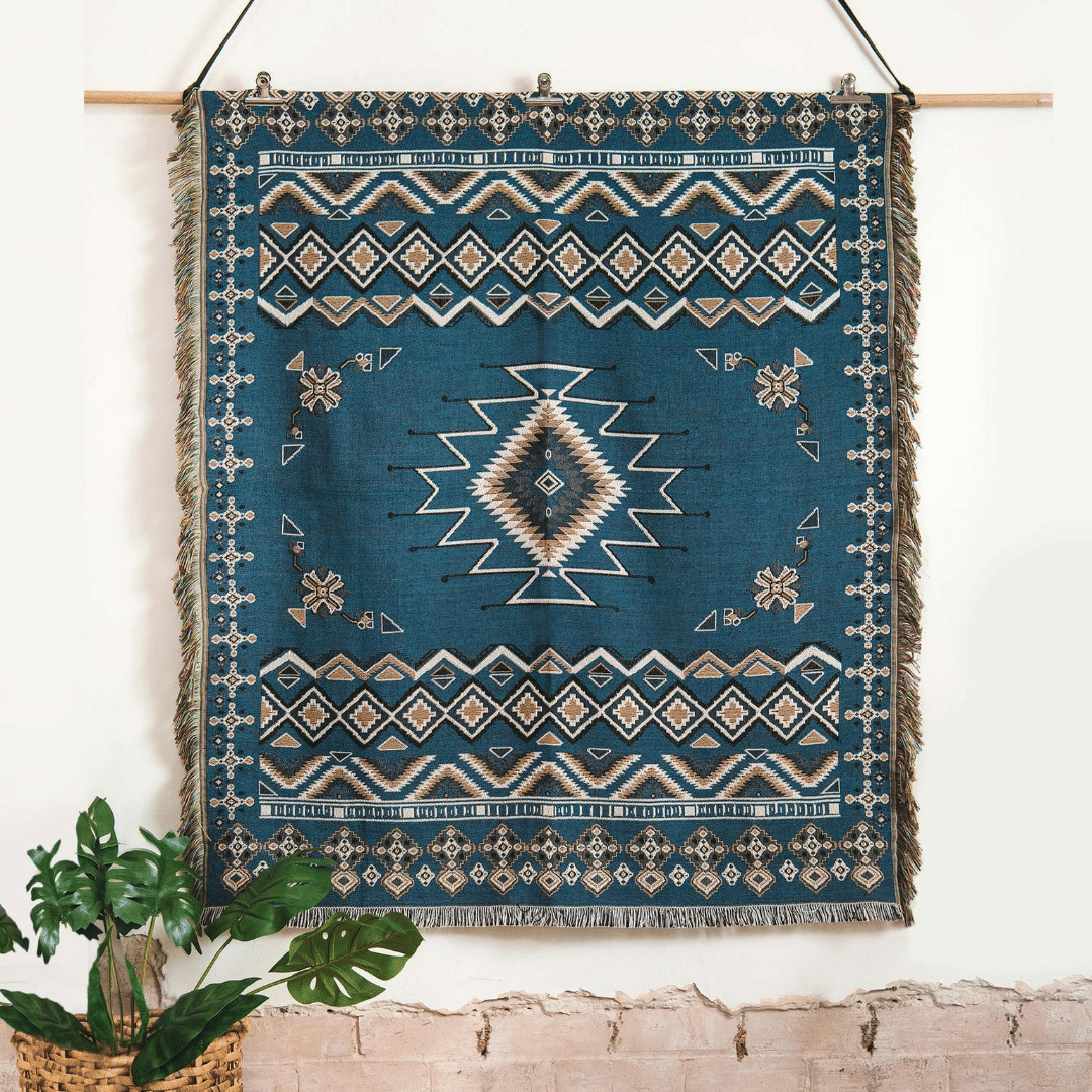 Let's Rug Let It Be' Woven Cotton Throw Rug Picnic Blanket – Hendeer