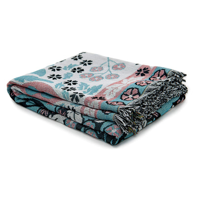 All You Need is Love Boho Floral Woven Cotton Throw Picnic Rug Blanket ...
